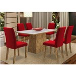 Mesa para Sala de Jantar Melissa com 6 Cadeiras Vanessa Rovere/branco/vermelho - New Ceval