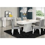 Mesa para Sala de Jantar Olívia 6 Cadeiras Elisa e Aparador Iris Branco/platina - Cimol Móveis