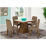 Mesa para Sala de Jantar Olívia com 4 Cadeiras Elisa Savana/branco/canela - Cimol Móveis