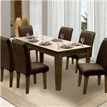 Mesa para Sala de Jantar Saint Michel com 6 Cadeiras – Dobuê Movelaria - Castanho / Bege / Chocolate