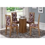 Mesa para Sala de Jantar Sophia com 4 Cadeiras Lívia Savana/floral Bordô - Cimol Móveis
