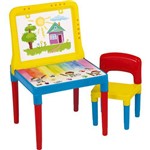Mesinha Infantil Bell Toy Mesa Lousa do Pequeno Artista - 1 Cadeira - Colorida