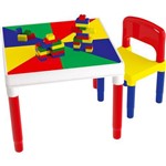 Mesinha Infantil Bell Toy Multiatividade 2 em 1 - 1 Cadeira e 42 Blocos - Colorida