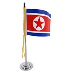 Mini Bandeira de Mesa Coréia do Norte 15 Cm Poliéster