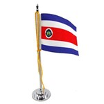 Mini Bandeira de Mesa Costa Rica 15 Cm Poliéster