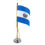 Mini Bandeira de Mesa de El Salvador 15 Cm Poliéster