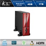 Mini Computador Icc Sl1842sv Intel Dual Core 2.41 Ghz 4gb HD 1tb Hdmi USB 3.0 Full HD Vermelho