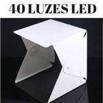 Mini Estúdio Fotográfico Portátil, 24cm Kit Led Duplo com 40 Leds e 3 Cenários Magic Boxes