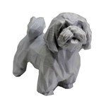Miniatura Cachorro Shi-Tzu - Low Poly - Branco