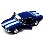 Miniatura Coleção Chevrolet Camaro Z/28 Ano 1967 Vintage Cor Azul 1/37 Kinsmart