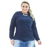 Moletom Jeans Feminino com Bordado Plus Size