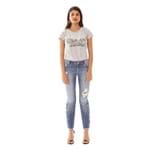 Morena Rosa | Calca Slim Cropped Giane Cos Intermediario Detalhe Barra Jeans - 34