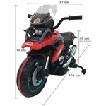 Moto Elétrica Infantil BZ-W Vermelha com Rodinhas de Apoio, Música e Farol BARZI MOTORS