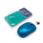 Mouse Óptico Azul Sem Fio USB Wireless P/ Pc Notebook Inova