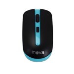 Mouse Óptico Inova com Adaptador Wireless - Preto e Azul