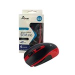 Mouse Sem Fio Óptico com 6 Botões de Função com Scrool Emborrachado 1600 DPI KP-G20 - Vermelho