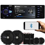Mp5 Player Multilaser Rock 4 P3325 1 Din 4" + Kit 2 Vias Pioneer Ts-c170br 6" 120w Rms
