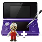 Nintendo 3DS Roxo + Boneco Emborrachado Super Mario Bros Branco e Vermelho
