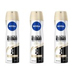 Nivea Black & White Desodorante Aerosol Toque de Seda Feminino 150ml (kit C/03)