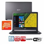 Notebook Acer Aspire A515-51-51UX 7ª Intel Core I5-7200 8GB DDR4, HD 1TB, Tela LED 15.6"HD LED, Windows 10 SL-PRATA, com Teclado Numérico.