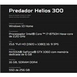 Novo Notebook Acer Predator,intel I7 8ª Geraçao 16gb Ddr4, Ssd 256gb,tela 15,6" 144hz, Gtx 1060 6gb
