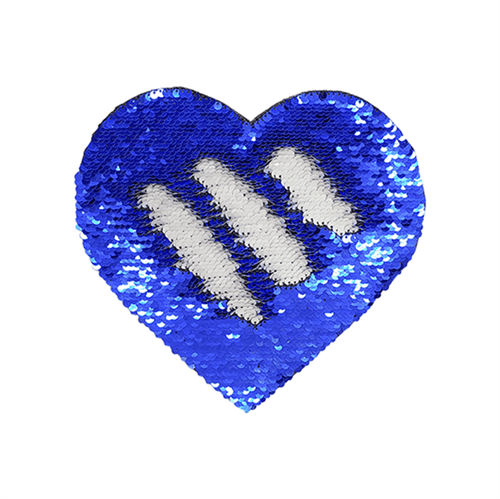 OBM - Aplique de Lantejoulas Coração Azul Escuro e Branco - 19x22cm