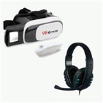 Óculos de Realidade Virtual 3d para Smartphone - Vr Box 2.0 Pmtec + Fone de Ouvido Headset Usb Boa