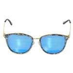 Óculos de Sol Feminino Armação Efeito Marmorizado Lente Azul AZUL