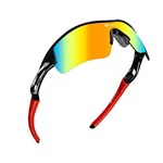 Oculos para Ciclismo Rockbros Rb-1005 Preto e Vermelho com Lente Espelhada
