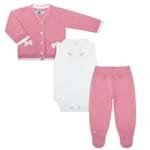 Pagão Floral: Casaquinho + Body Regata + Calça (Mijão) para Bebê em Tricot - Mini Sailor