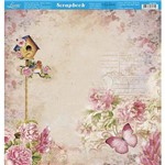 Página para Scrapbook Dupla Face Litoarte 30,5 X 30,5 Cm - Modelo Sd-863 Casa de Passarinho e Flores