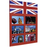 Painel de Fotos England (54x36x1cm) Preto com Vermelho para 6 Fotos - Kapos