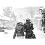 Painel Fotográfico de Cidade Nova Iorque Preto e Branco Andando na Neve PU15011