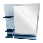 Painel Mdf Espelheira Cinza com Espelho 40x50 Cm e Prateleiras em Vidro Fumê 8mm – Madglass