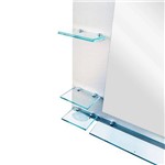 Painel Mdf Espelheira Cinza com Espelho 40x50 Cm e Prateleiras em Vidro Incolor 8mm – Madglass