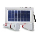 Painel Solar Portátil Bateria Recarregável e 2 Lâmpadas Led