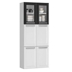 Paneleiro de Cozinha Itatiaia Luce Ipldv-70 Aço/duplo C/ 6 Portas (2 C/vidro) - Branco/preto