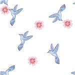 Papel de Parede Adesivo Floral Pássaros 2,70x0,57m