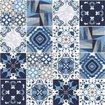 Papel de Parede Adesivo Vinilico Azulejo Formar Geometricas Azul e Bege