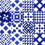 Papel de Parede Adesivo Vinilico Azulejo Quadrados Azuis