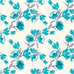 Papel de Parede Floral Flores Azul Adesivo Lavável - N4543