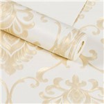 Papel de Parede Importado Dekor Lavável Vinílico Texturizado Floral Bege com Dourado - Rolo 53cm X 10m