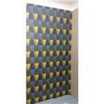 Papel de Parede Vinílico Importado Geométrico Mosaico Azul e Amarelo Decoração Sala