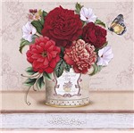 Papel Decoupage Arte Francesa Litoarte AFQ-348 21x21cm Flores Diversas Vermelhas no Vaso
