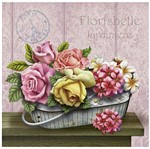 Papel Decoupage Arte Francesa Litoarte AFQG-107 30,7x30,7cm Vaso com Rosas e Flores