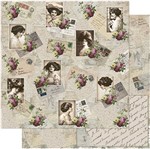Papel Scrapbook Litoarte 30,5x30,5 SD-755 Fotos com Flores Vintage