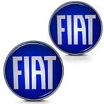 Par de Adesivo Emblema Resinado para Chave Canivete - Linha Fiat - Azul Liso