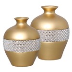 Par de Vasos em Cerâmica Dourado
