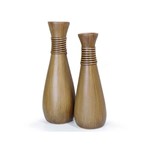 Par Vasos Decorativos Cerâmica Estilo Madeira África (Dupla)