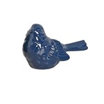 Passarinho de Cerâmica Decorativo - Fêmea Azul Petróleo 14cm